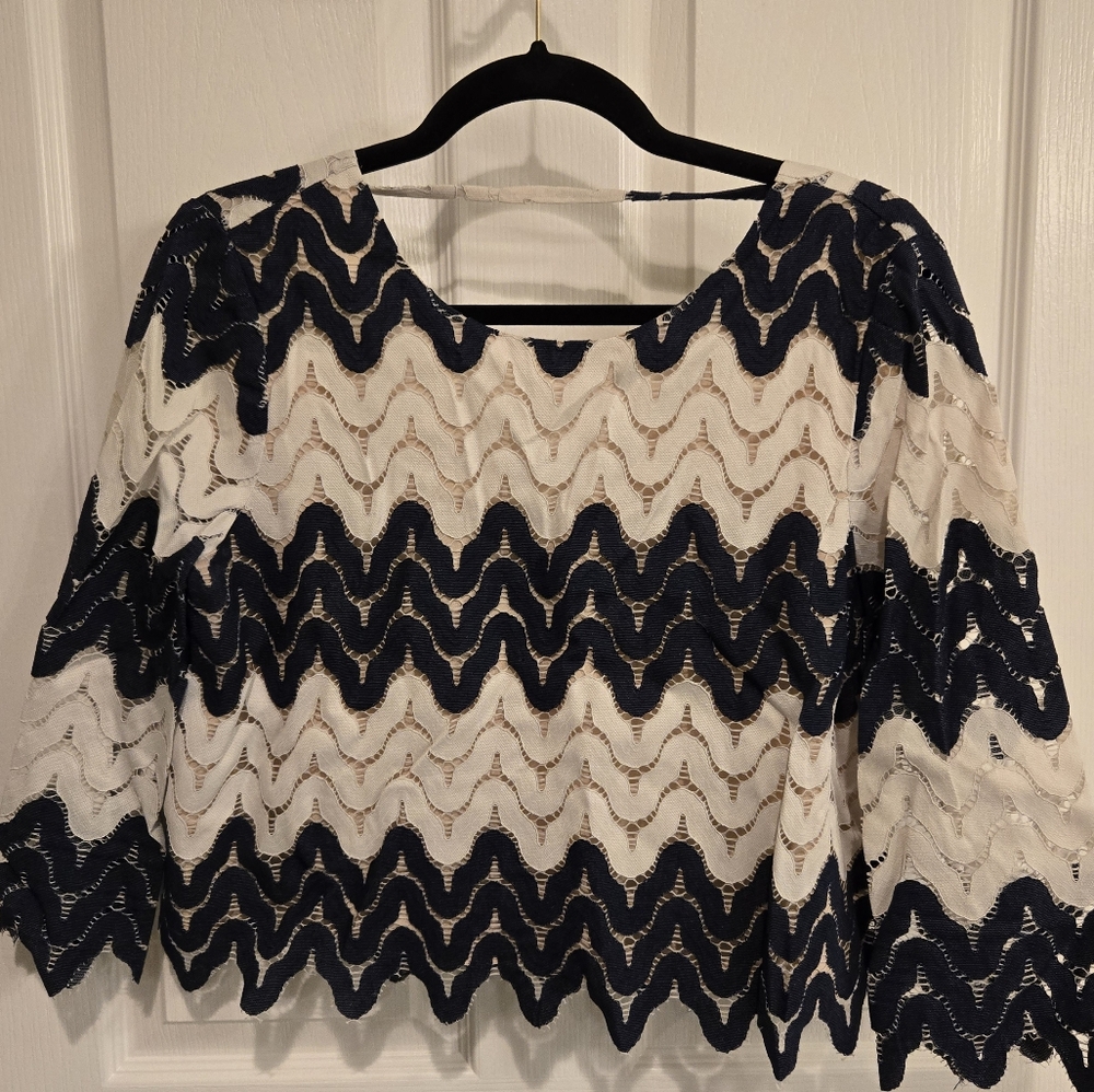 BCBG Maxazria Striped Lace Top